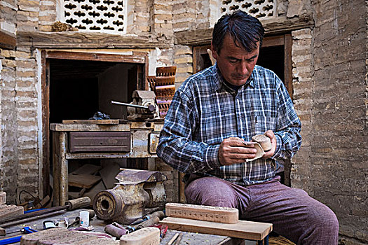 希瓦,乌兹别克斯坦,中亚,艺术家,木质,小,盒子