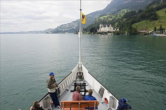 老,桨轮船,琉森湖,瑞士
