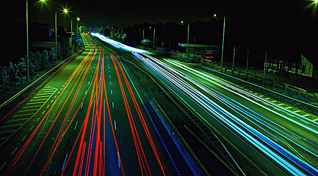 光影,忙碌,道路,夜晚,都柏林,爱尔兰