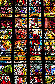 彩色玻璃,圣徒,教堂,里尔,法国