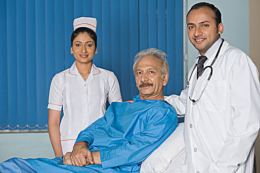 肖像,医生,微笑,病人,印度