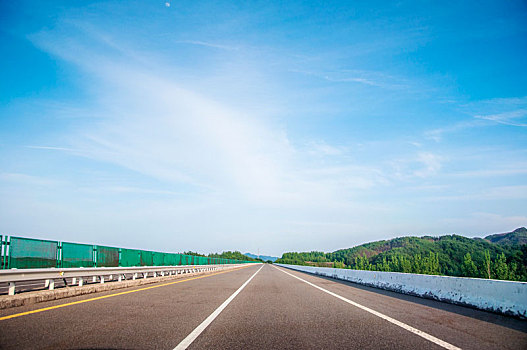 晴朗环境中空旷的高速公路车道