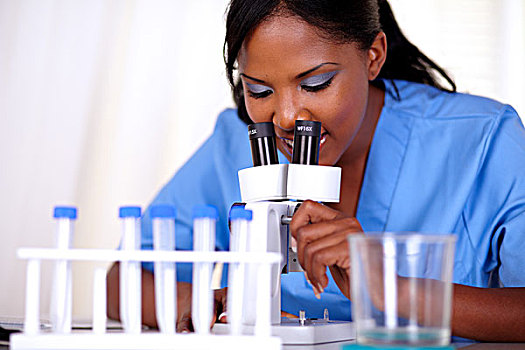 医生,女性,工作,显微镜