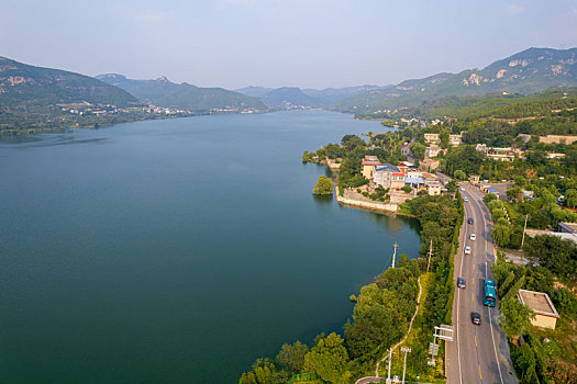 航拍济南锦绣川水库