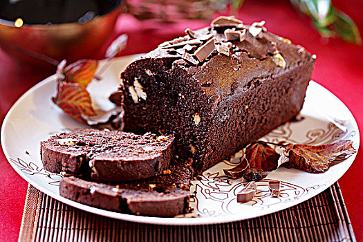 巧克力,长条蛋糕,切片
