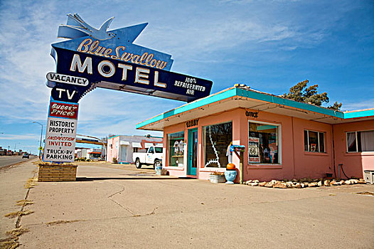 历史,蓝色,汽车旅馆,老,路线,新墨西哥,美国