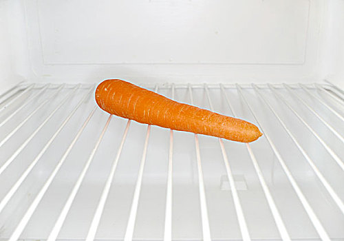 一个,胡萝卜,坐,架子,室内,冰箱
