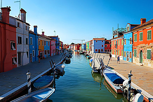 船,彩色,房子,夏天,布拉诺岛,意大利