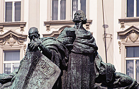 雕塑,正面,建筑,老城广场,布拉格,捷克共和国