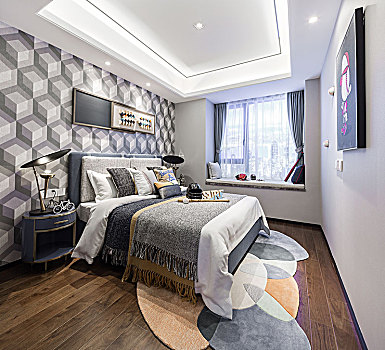 现代风格的室内空间-卧室