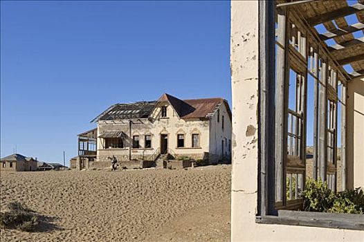 木质,阳台,房子,遗址,科尔芒斯科普,纳米比亚,非洲