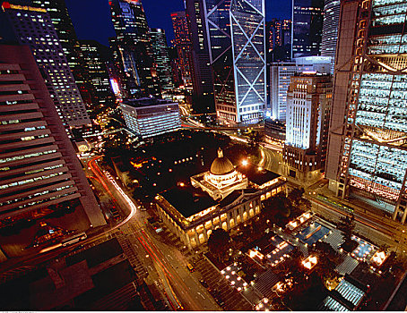 市中心,写字楼,夜晚,香港,中国