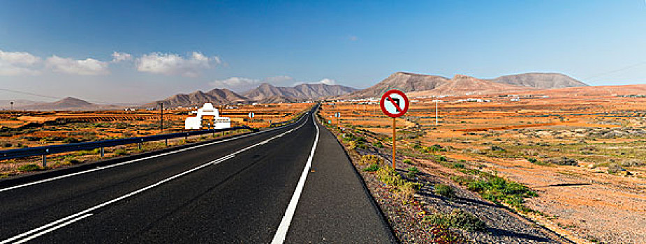 道路,干燥,风景,山,富埃特文图拉岛,加纳利群岛,西班牙
