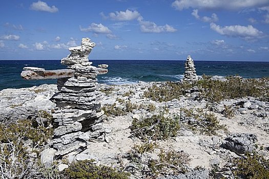 巴哈马,石头,累石堆,海滩