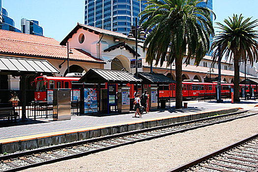 电车,亮光,轨道,联盟火车站,圣地亚哥