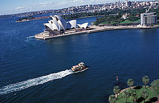 剧院,悉尼港,船,航拍