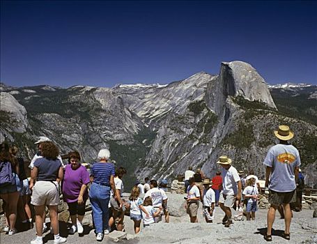 旅游,享受,风景,半圆顶,冰河,优胜美地国家公园,加利福尼亚,美国
