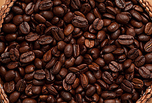 局部,特写,篮子,满,暗色,咖啡豆