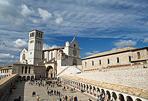 俯拍,游客,大教堂,阿西尼城,意大利