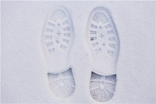 鞋印,雪中