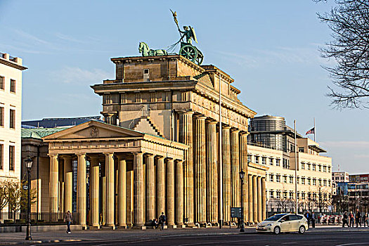勃兰登堡门,美国,大使馆,后面,柏林,德国,欧洲