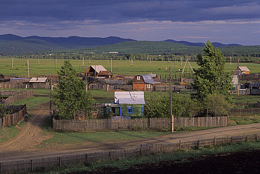 俄罗斯,西伯利亚,靠近,乡村