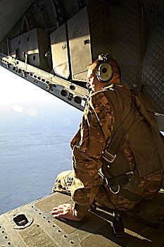 空军,长官,坐,背影,坡道,阿富汗