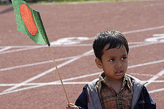 男孩,上升,孟加拉人,国旗,达卡,体育场,独立日,2007年,孟加拉