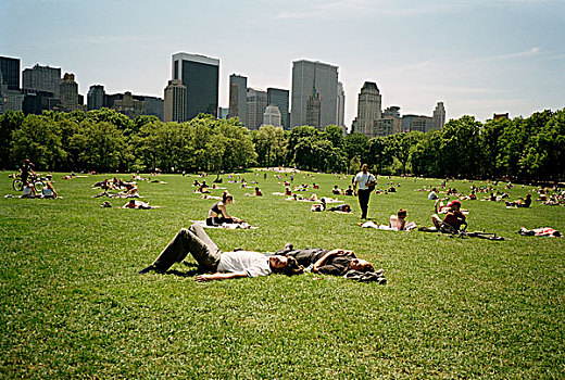 人,日光浴,中央公园