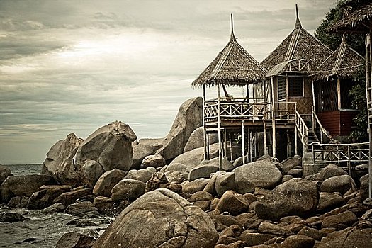 小屋,海岸,泰国