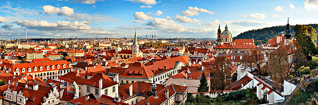 布拉格,天际线,屋顶,风景,古建筑,全景,捷克共和国