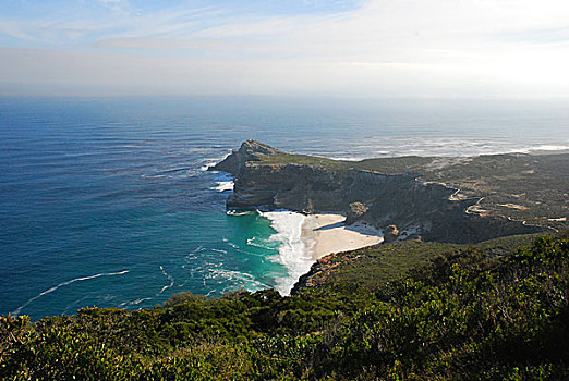 南非开普敦好望角山大海沙滩浪俯视