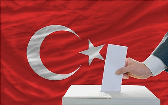 男人,投票,选举,土耳其,正面,旗帜