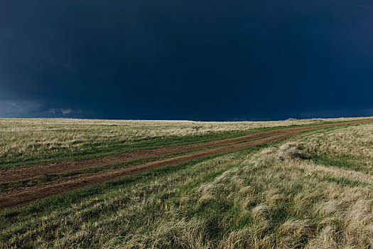 暗色,乌云,上方,草原国家公园,萨斯喀彻温,加拿大