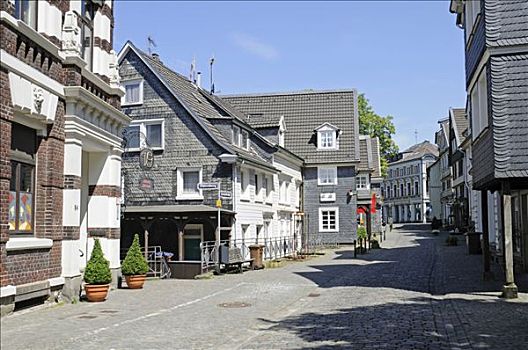 半木结构房屋,石头,街道,历史,中心,北莱茵威斯特伐利亚,德国,欧洲
