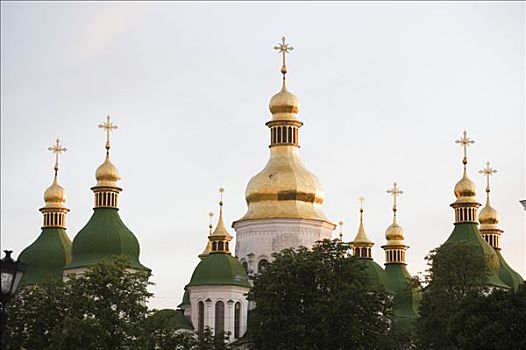乌克兰,基辅,大教堂,巴洛克风格,圆顶,钟楼,世界遗产