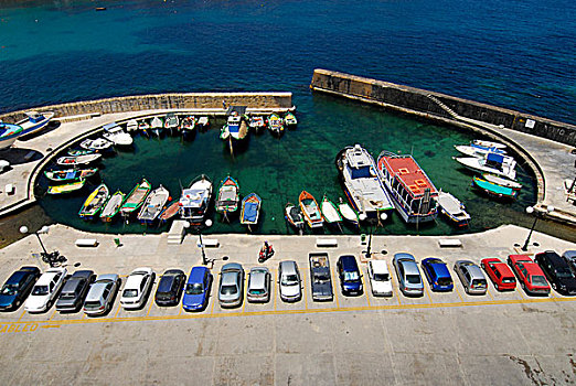 停放,捕鱼,船,港口,区域,戈佐岛,马耳他,地中海,欧洲