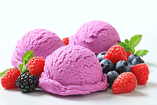 冰淇淋,新鲜,浆果