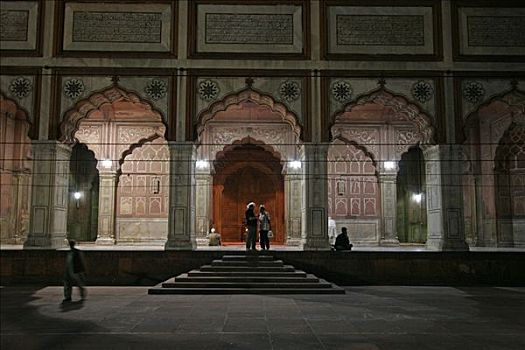 入口,清真寺,德里,印度,亚洲