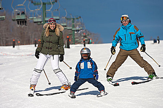 美国,佛蒙特州,男孩,父母,学习,滑雪