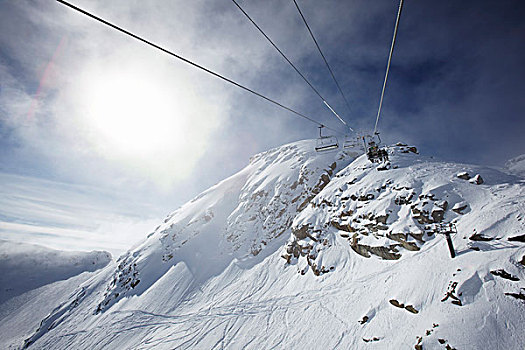 滑雪缆车,山,不列颠哥伦比亚省,加拿大