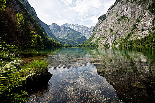 湖,奧伯湖地区,风景,瓦茨曼山,山,巴伐利亚,德国,欧洲