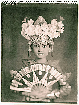 印度尼西亚,巴厘岛,雷贡舞,满,服饰,拿着
