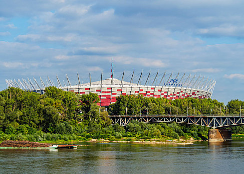 足球场,维斯瓦河,河,华沙,波兰,欧洲