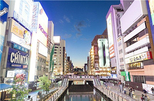 风景,运河,大阪,日本