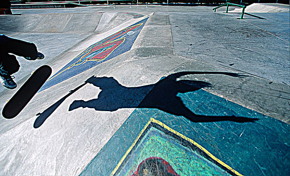影子,滑板,涂鸦,遮盖,水泥,维多利亚,温哥华岛,不列颠哥伦比亚省,加拿大