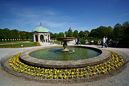 宫廷花园,院子,花园,慕尼黑,巴伐利亚,德国,欧洲