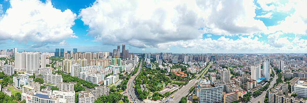 航拍海南海口五公祠建筑群及海口市博物馆,海口市美术馆