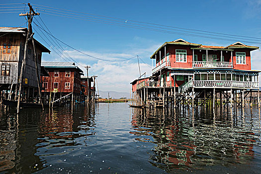 房子,水,掸邦,缅甸