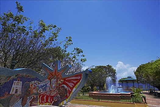 喷泉,雕塑,广场,波多黎各